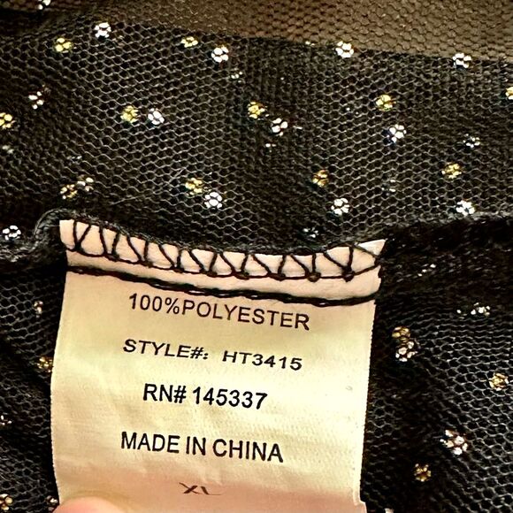 Hesperus Mesh Gold Micro Dot Peplum Blouse Cardigan Jacket Sz L/XL - Picture 8 of 8